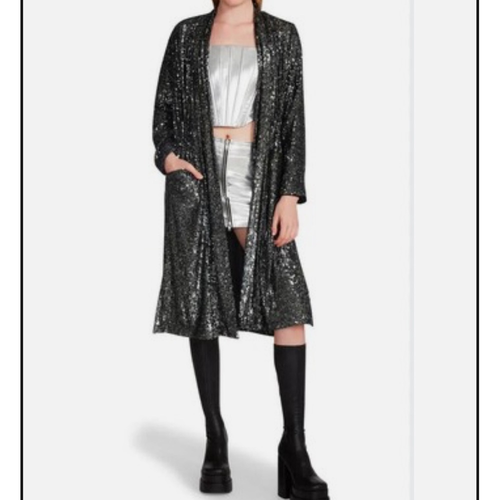 Steve Madden Gunmetal Sequin Duster